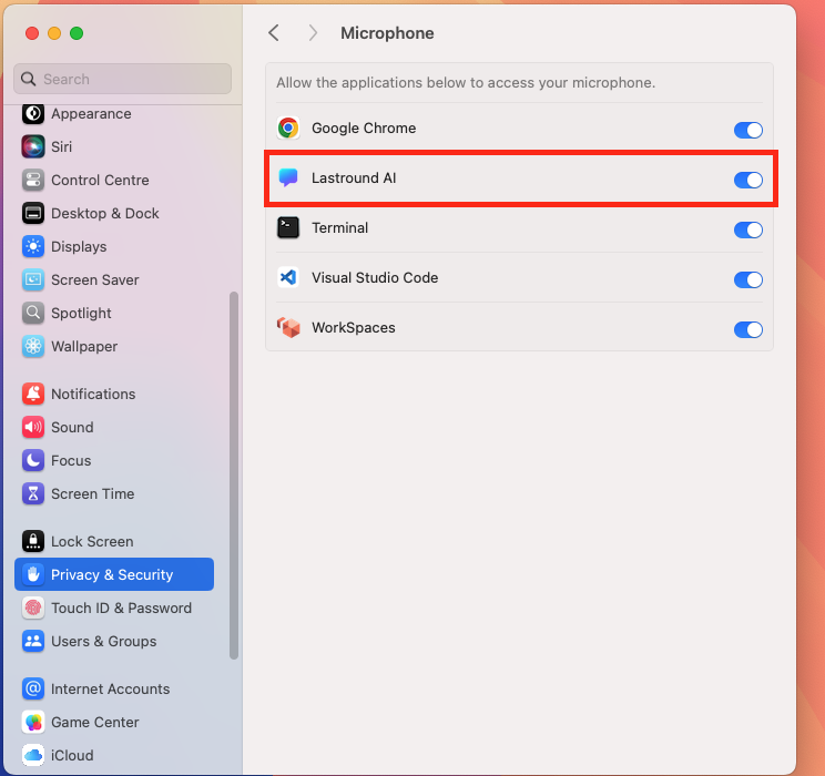 Enable Microphone Access